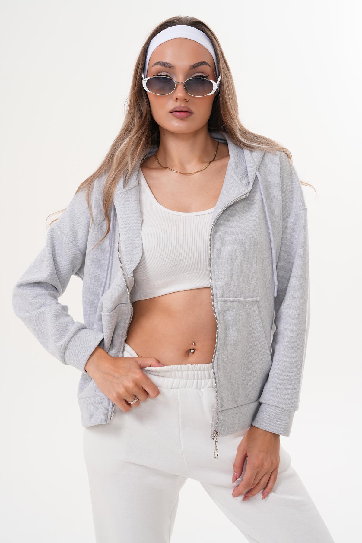 Kadın Kapüşonlu Fermuar Kapamalı Selanik Ceket 255062 -