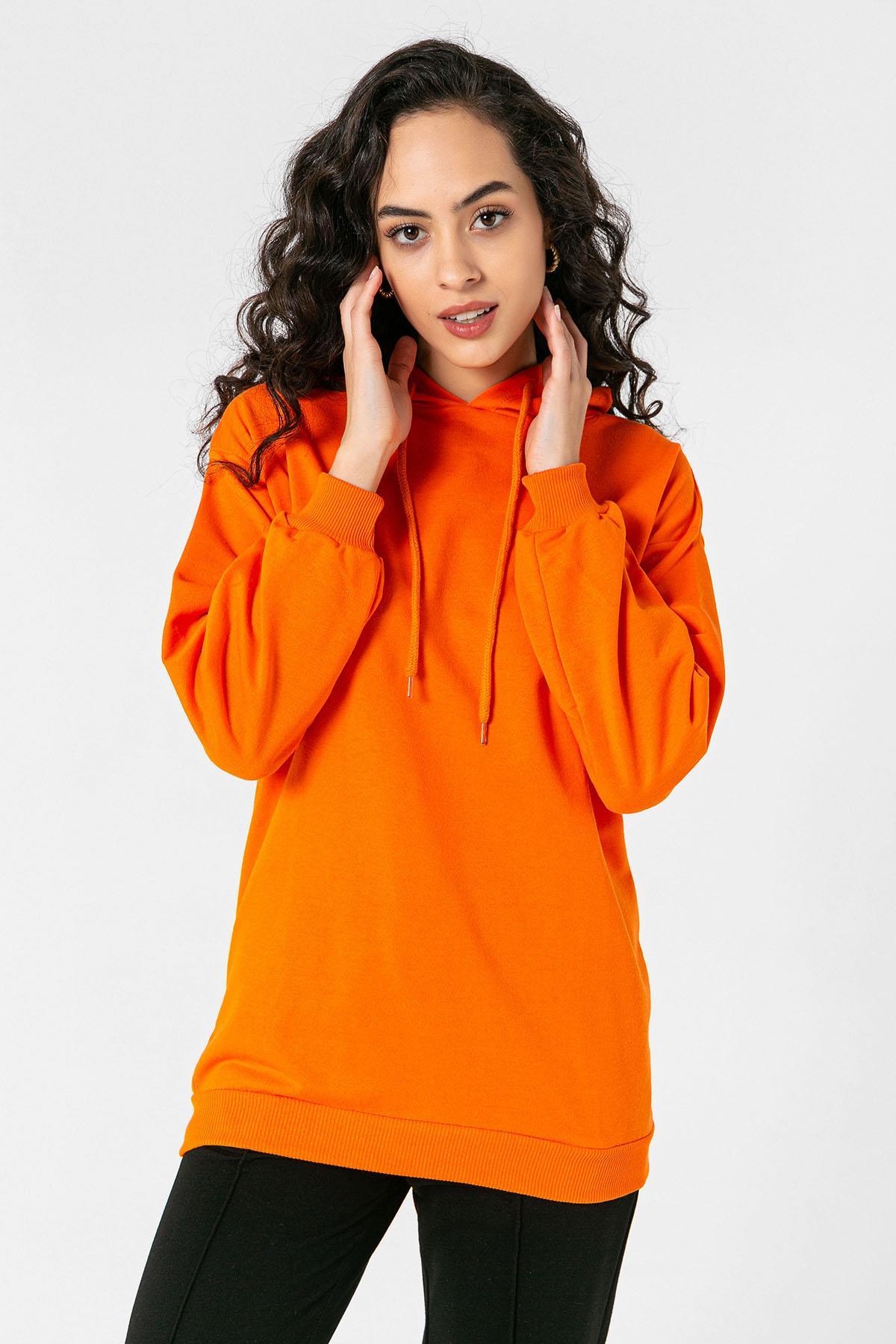 Kadın Kapüşonlu İki İplik Sweatshirt