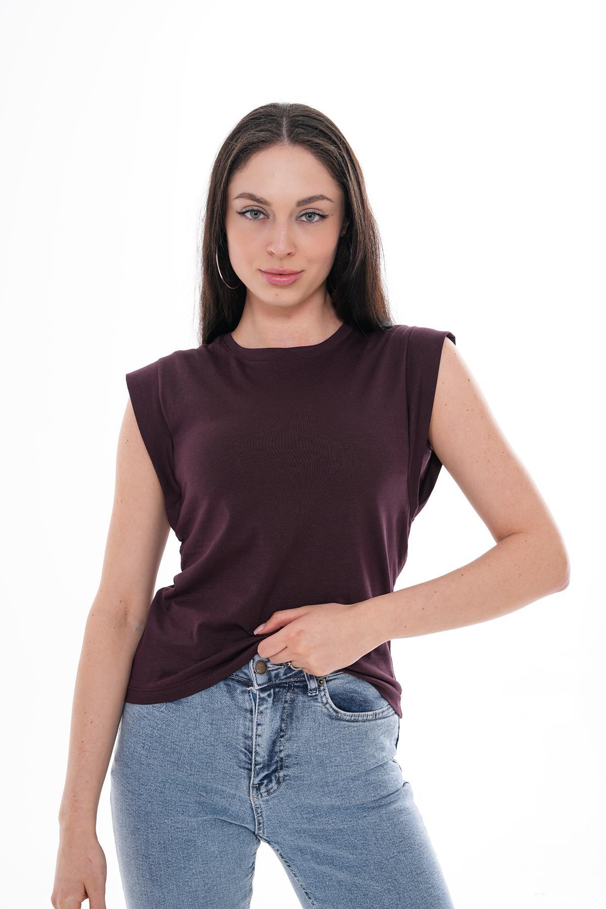 Kadın Kolsuz Bisiklet Yaka Sporcu T-Shirt 250021 -