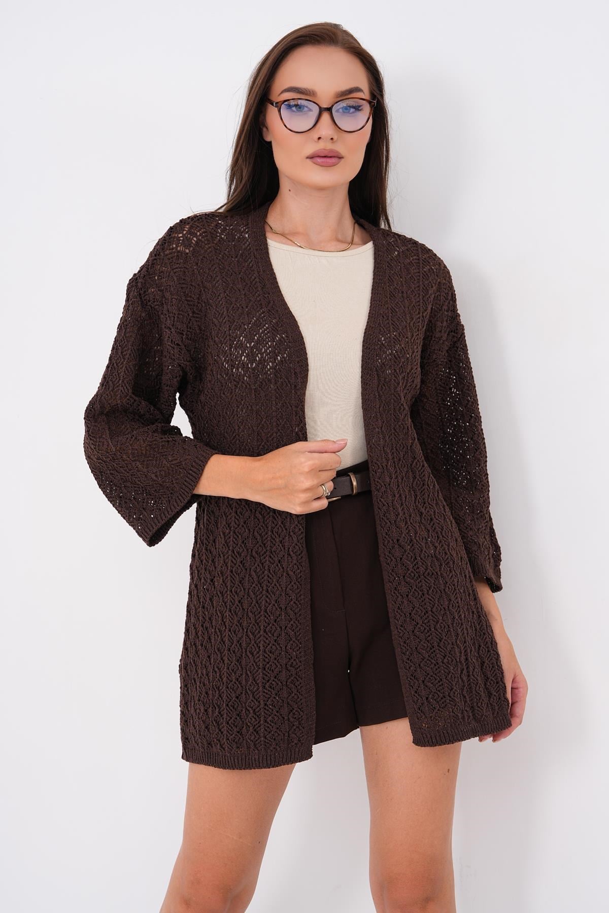 Kadın Önü Açık İnce Örme Hırka 255199 - 265213