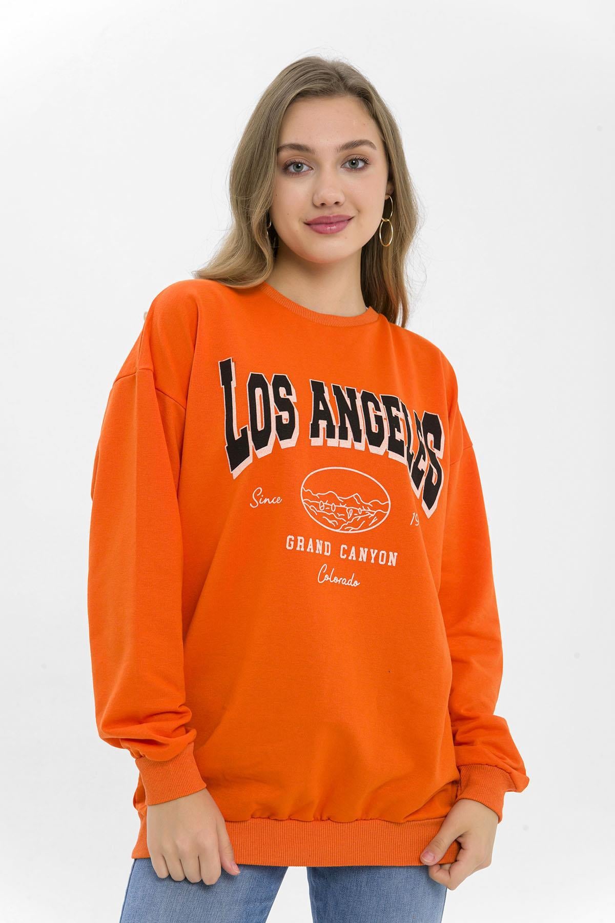 Kadın Önü Baskı Detaylı Oversize Sweatshirt