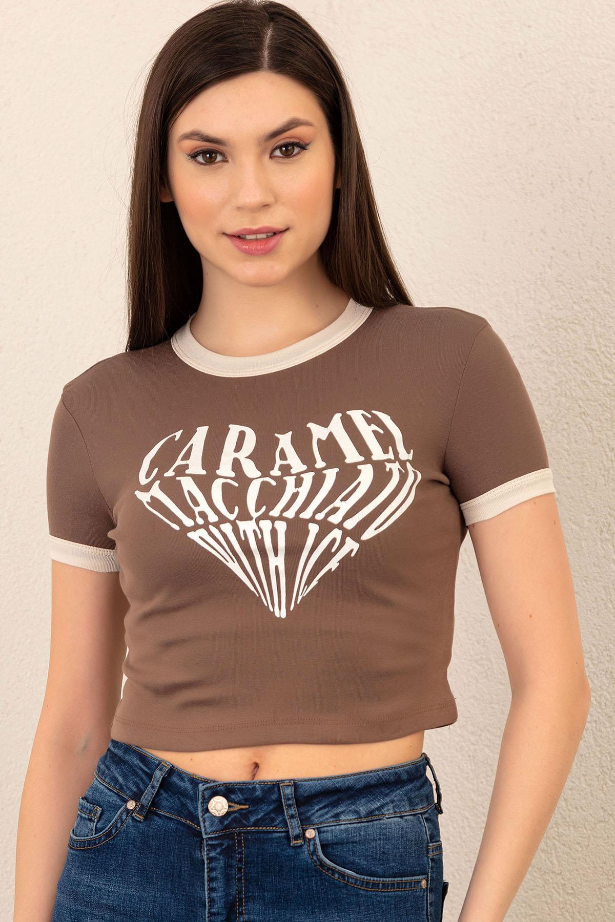 Kadın Önü Baskı Detaylı Tshirt