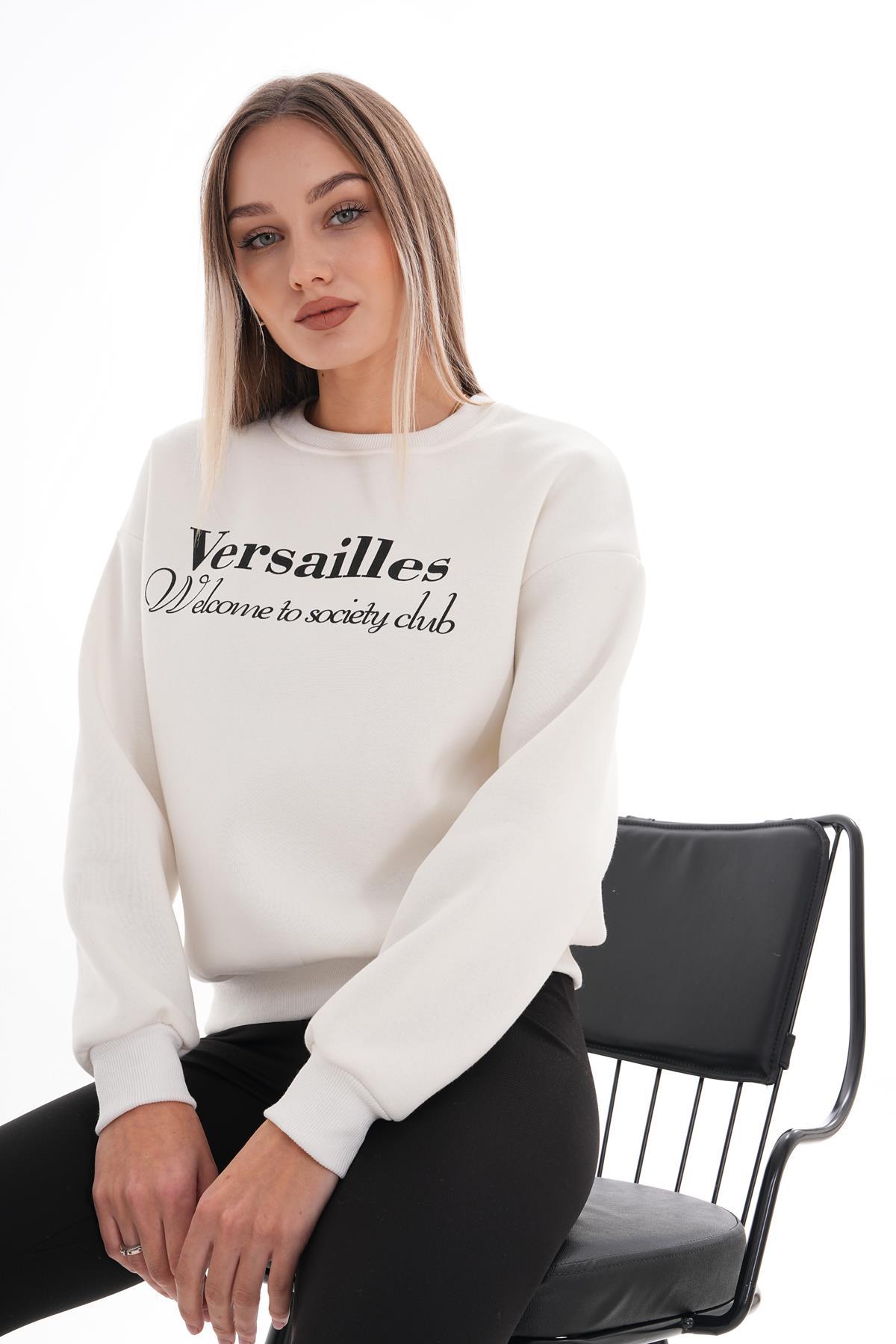 Kadın Önü Baskı Detaylı Üç İplik Sweatshirt 245363 -