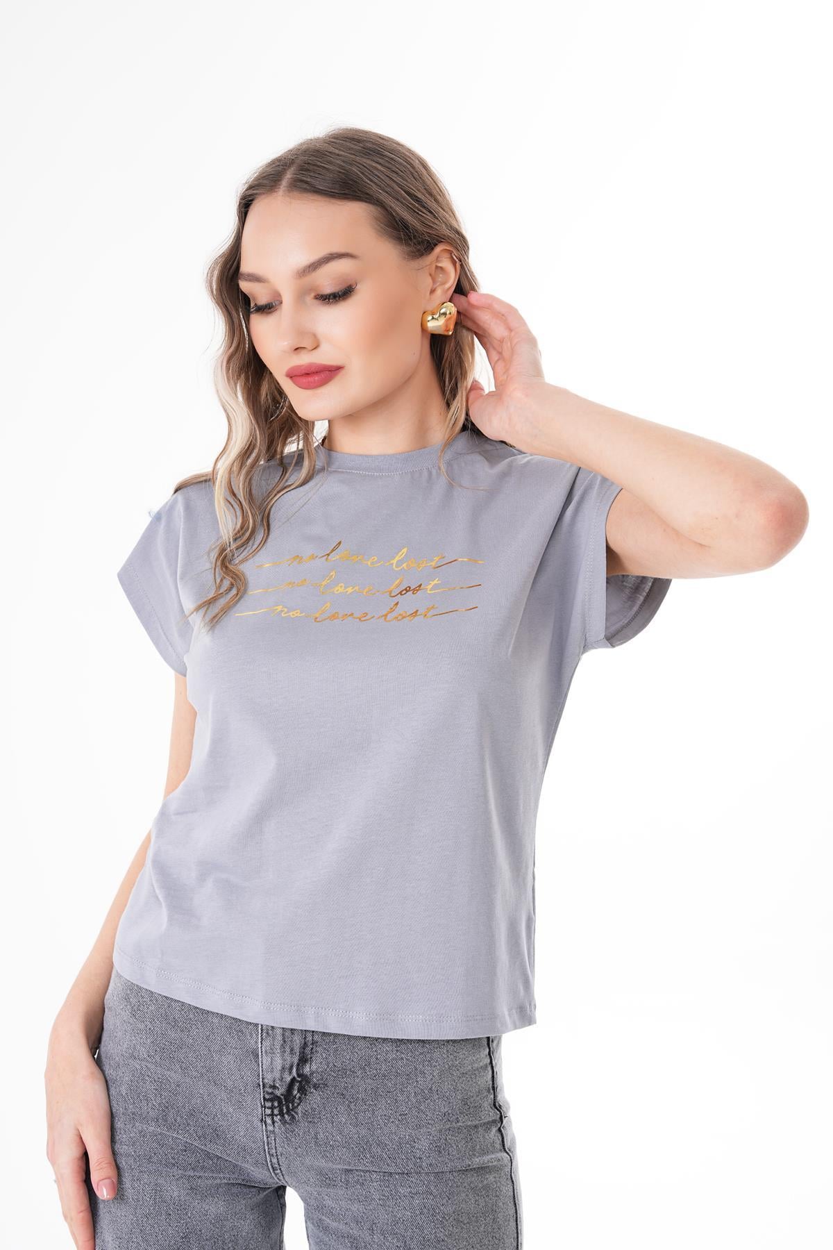 Kadın Önü Varak Baskılı T-shirt 250036 -