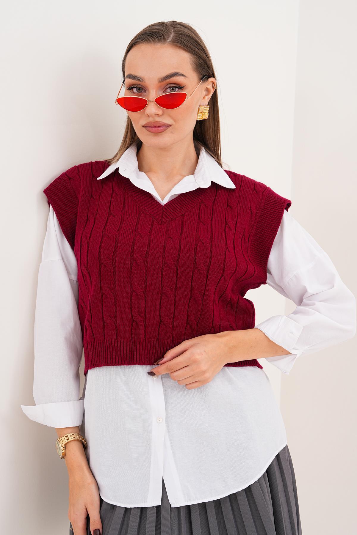 Kadın Örgü Desen Triko Örme Süveter 255182 -