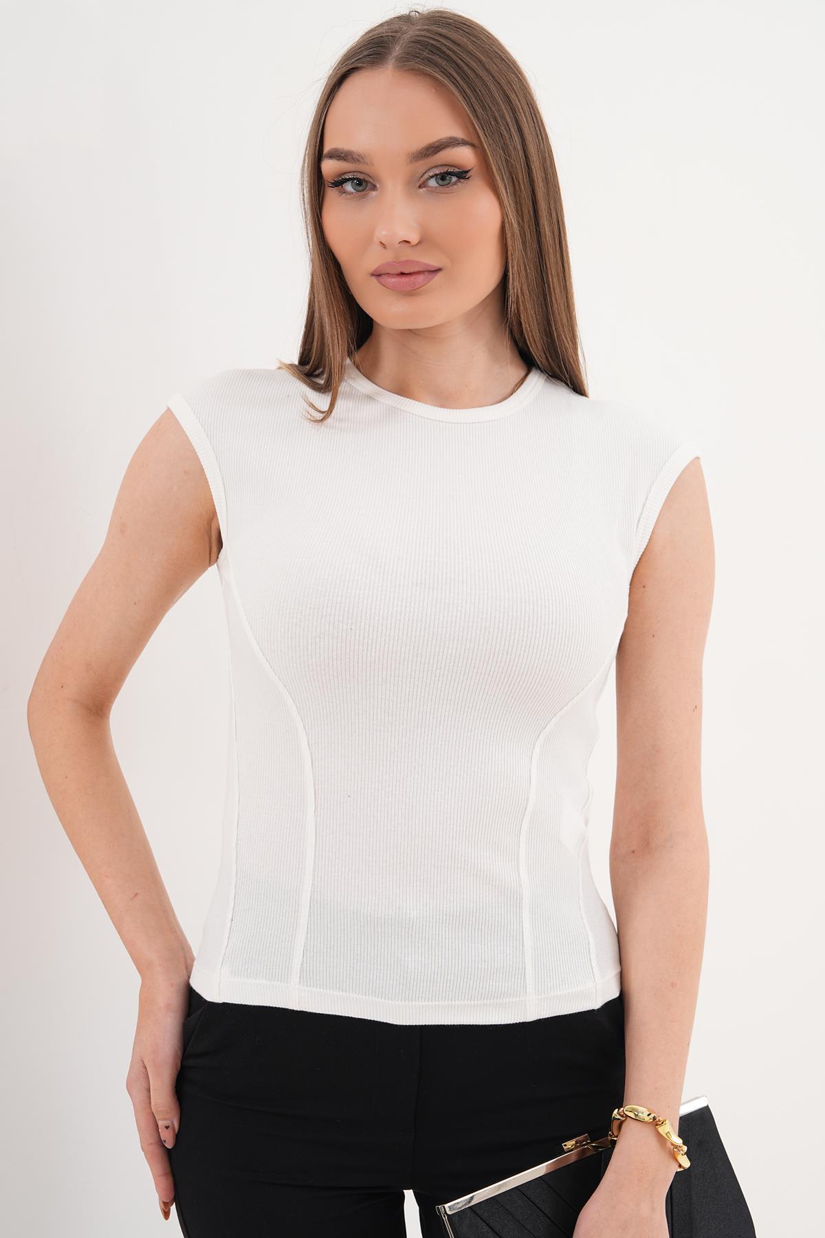 Kadın Parça Detaylı Sıfır Kol Kaşkorse Body - 260027