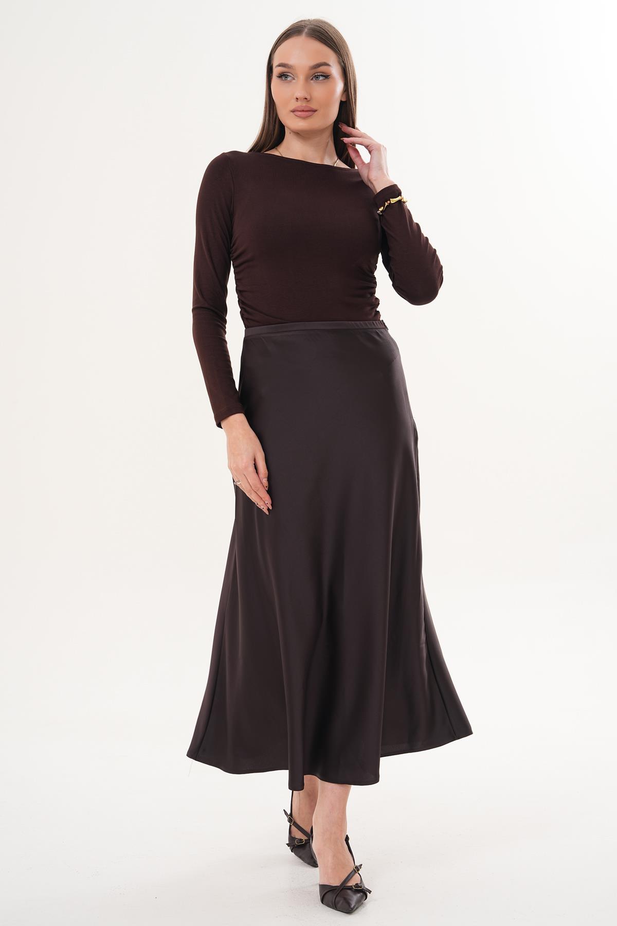 Kadın Saten Uzun Etek 260305 -