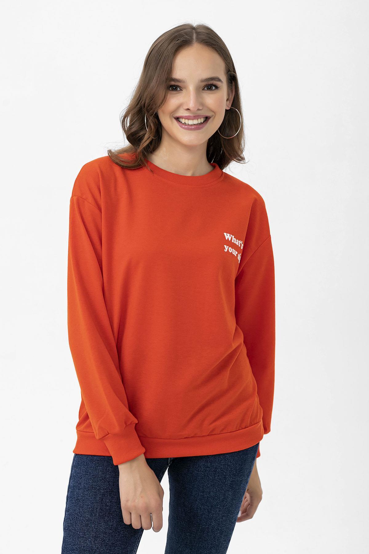 Kadın Sırt Baskı Detaylı Oversize Sweatshirt