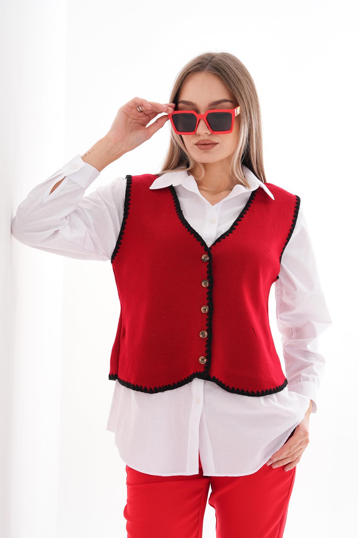 Kadın Triko Örme Çoban Yelek 245165 -