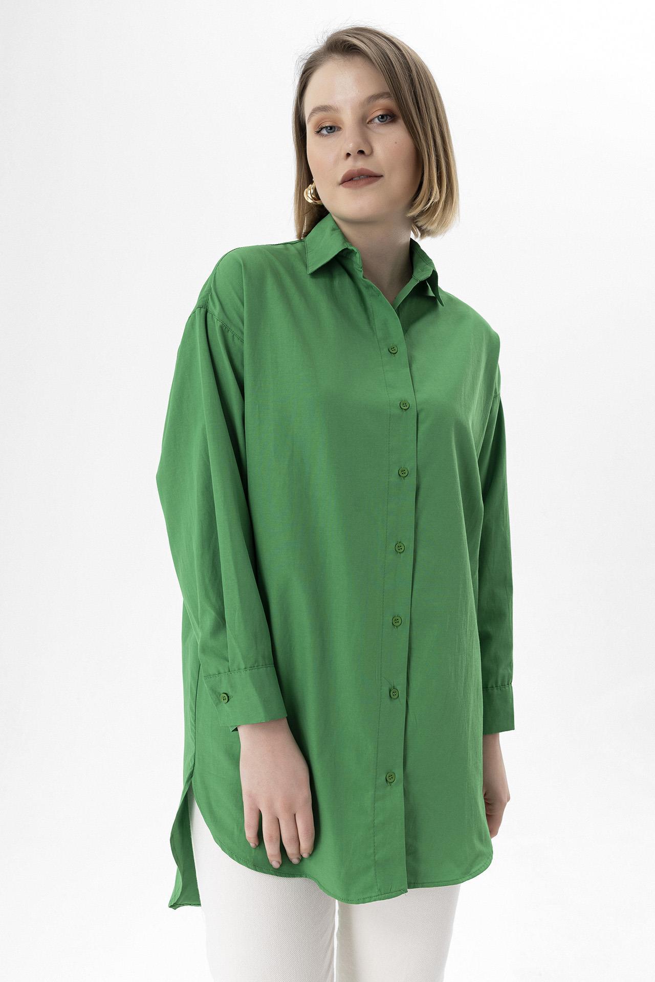 Kadın Uzun Oversize Poplin Tunik Gömlek