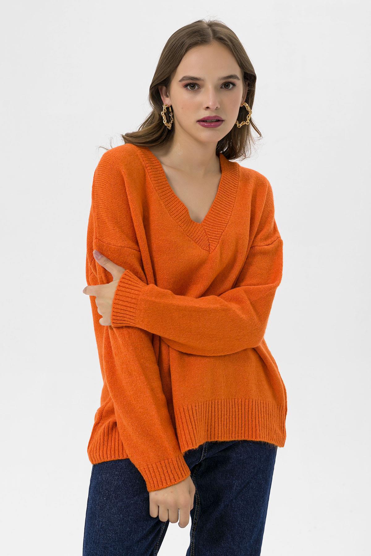 Kadın V Yaka Salaş Kazak