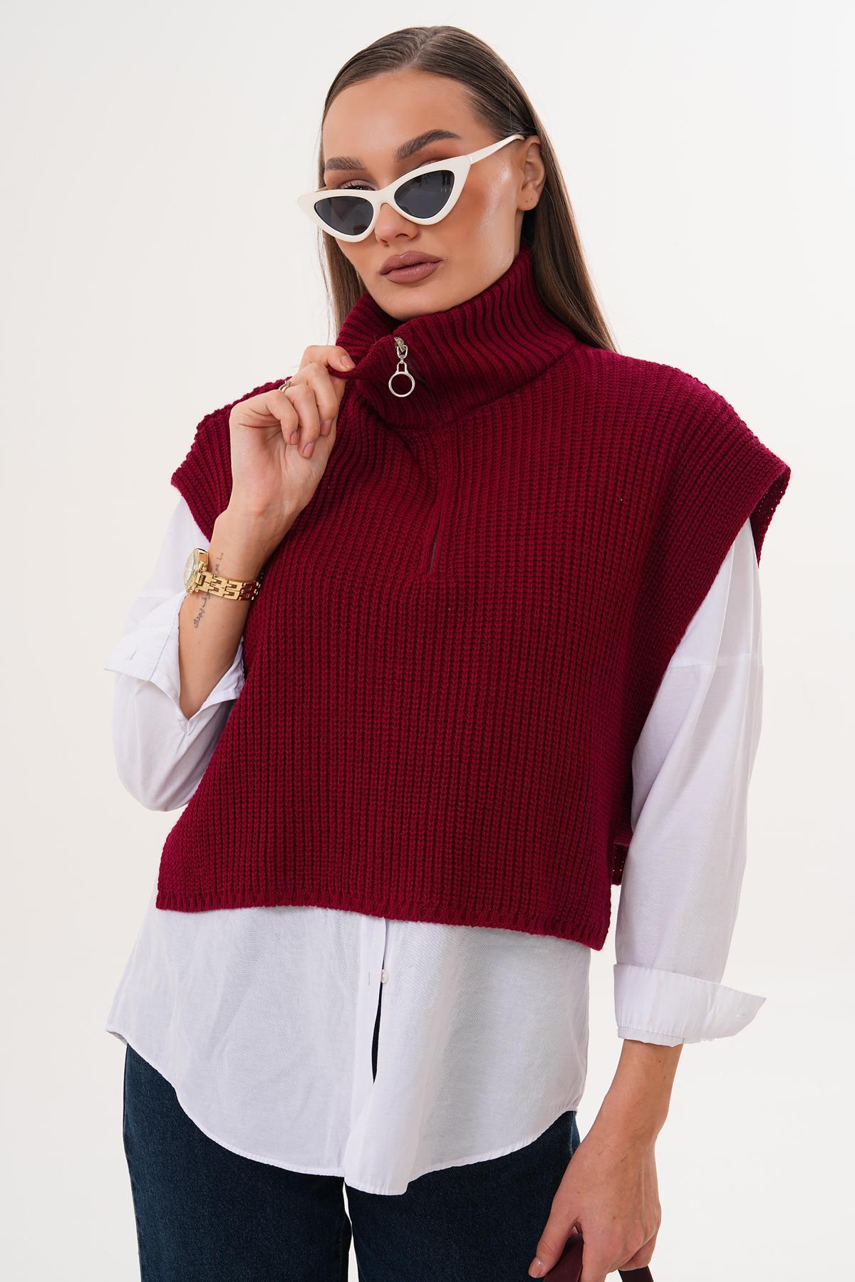 Kadın Yanı Açık Fermuar Detaylı Süveter 255163 -