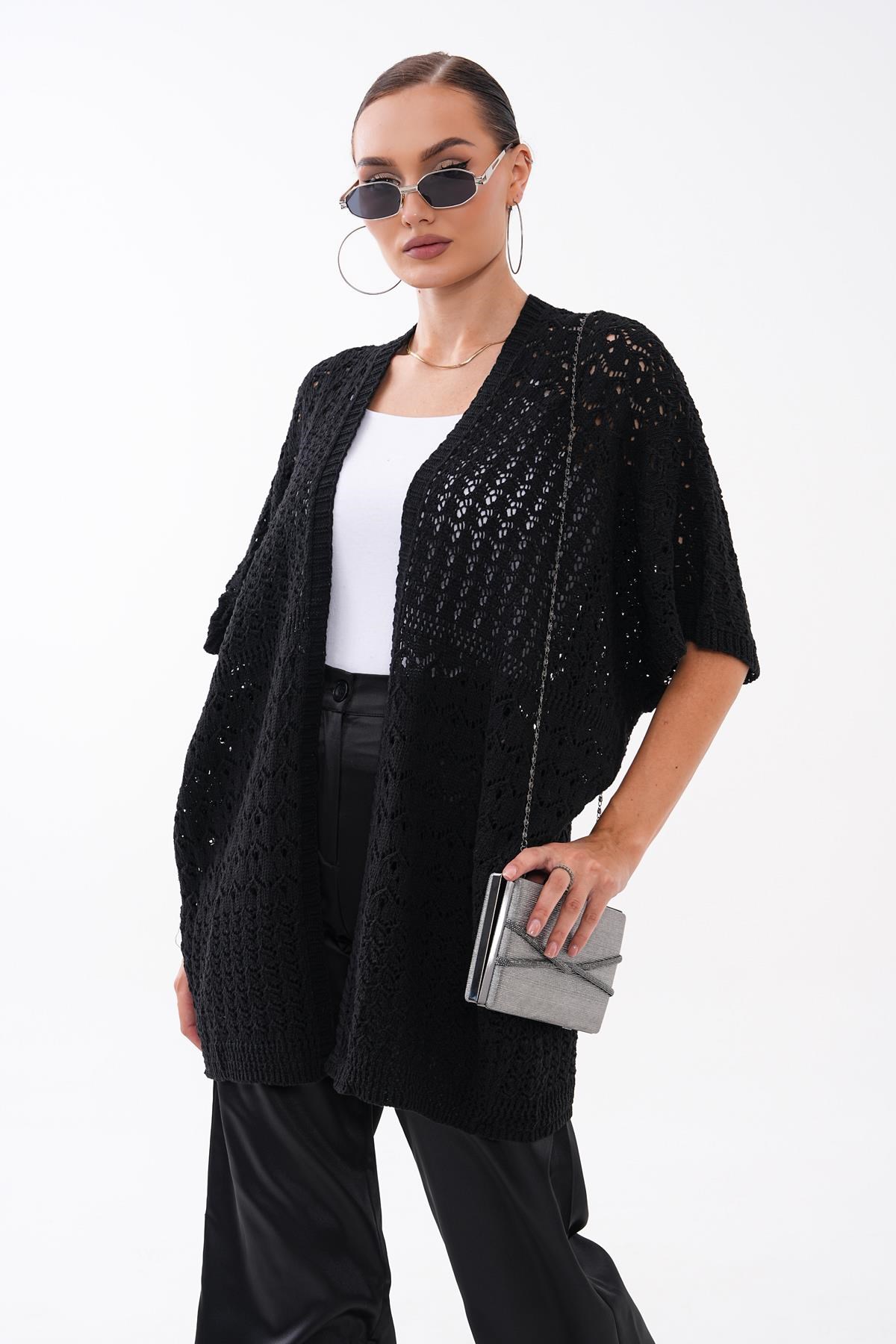 Kadın Yarasa Kol Triko Örme Hırka 260481 - 265210