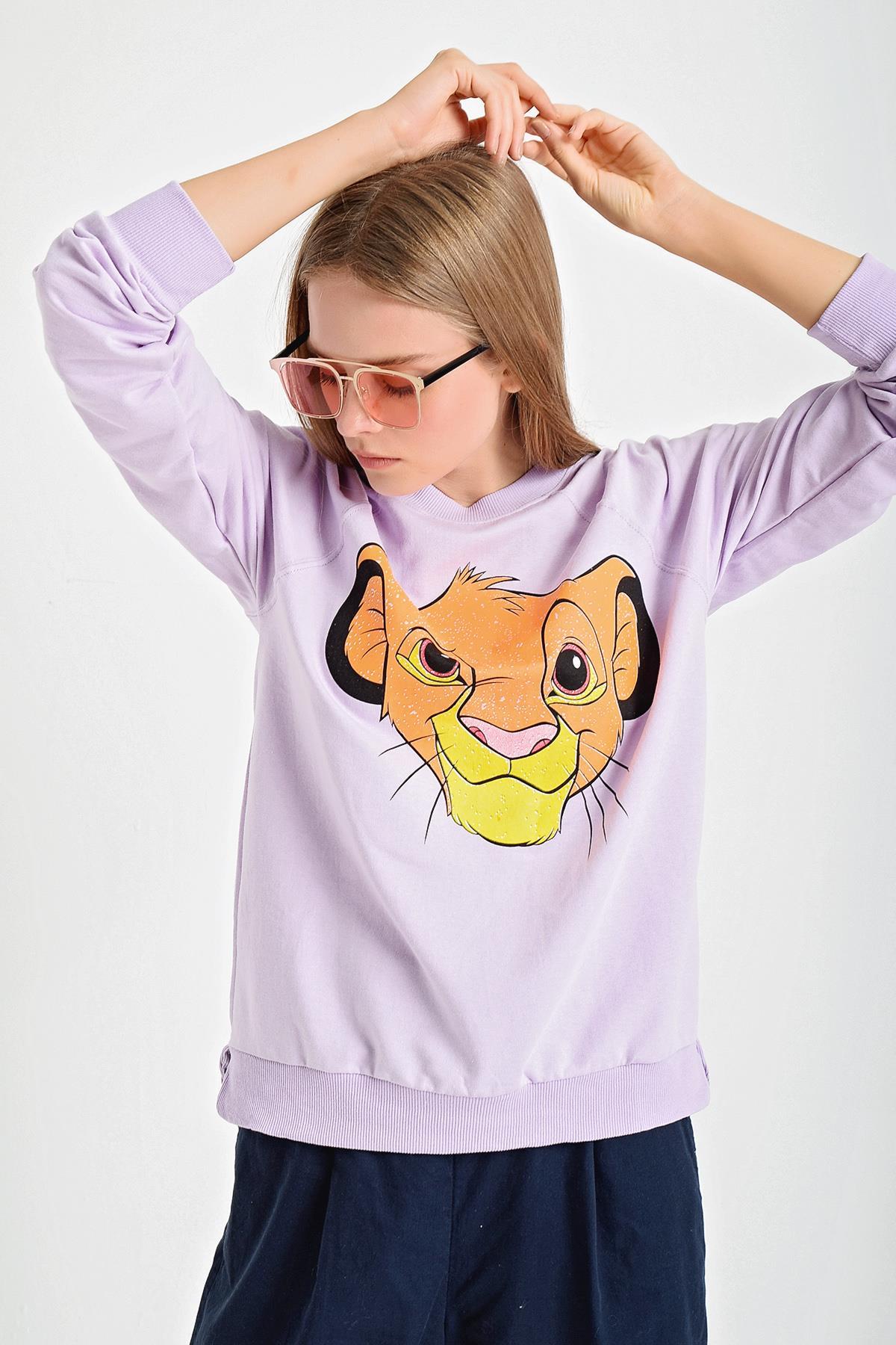 Simba Baskı Bisiklet Yaka Sweatshirt