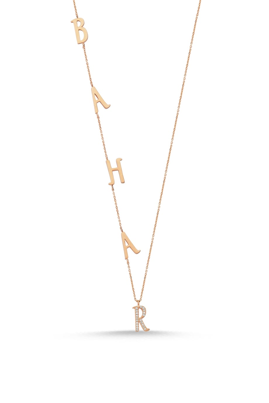 5 Harfli Beyaz Pırlantalı İsimli Kolye