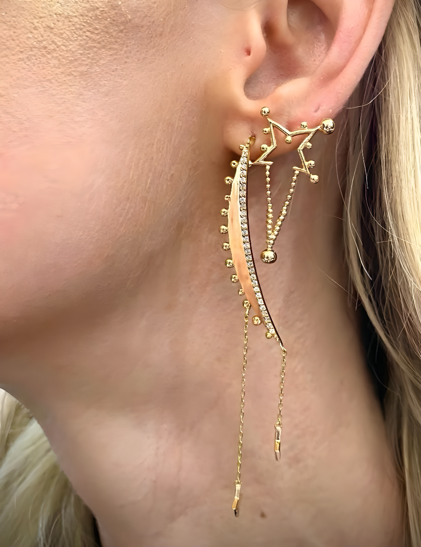 THE STAR AND CRESCENT GOLD EARRING
