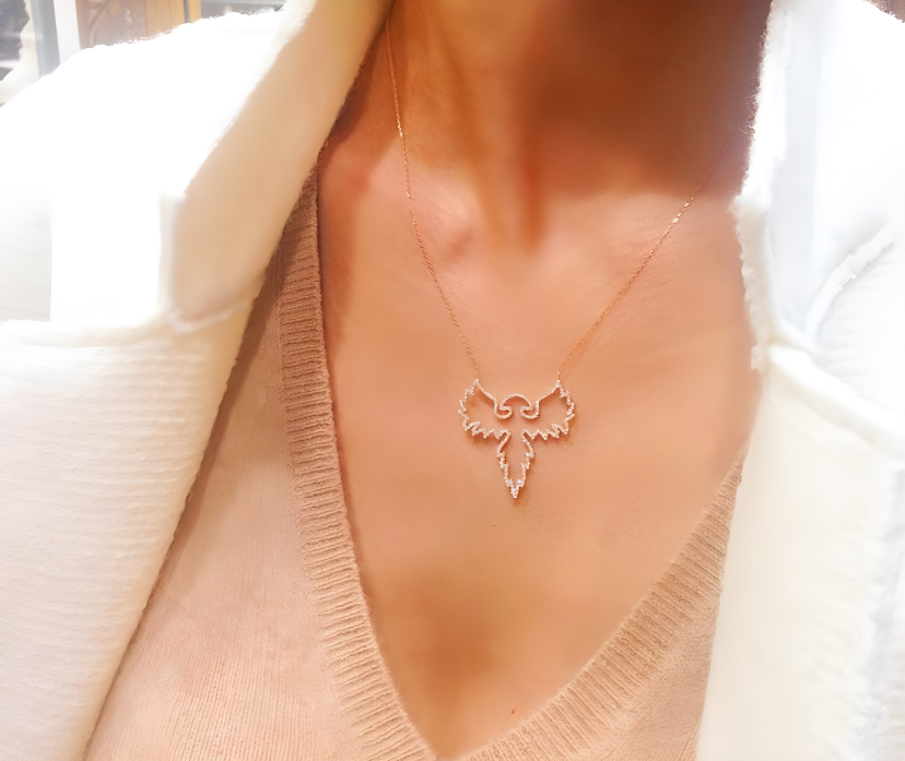 WHITE DIAMOND ANGEL OF RAPHAEL BIG SIZE NECKLACE