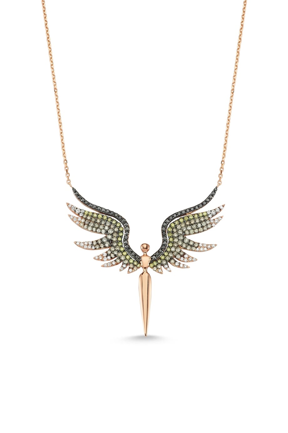 BIG SIZE DEGRADE DIAMOND ANGEL OF SHANTI NECKLACE