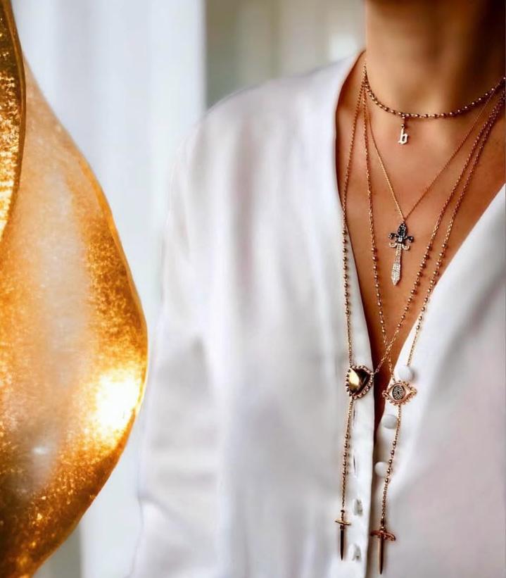 FLEUR DE LIS DIAMOND SWORD NECKLACE