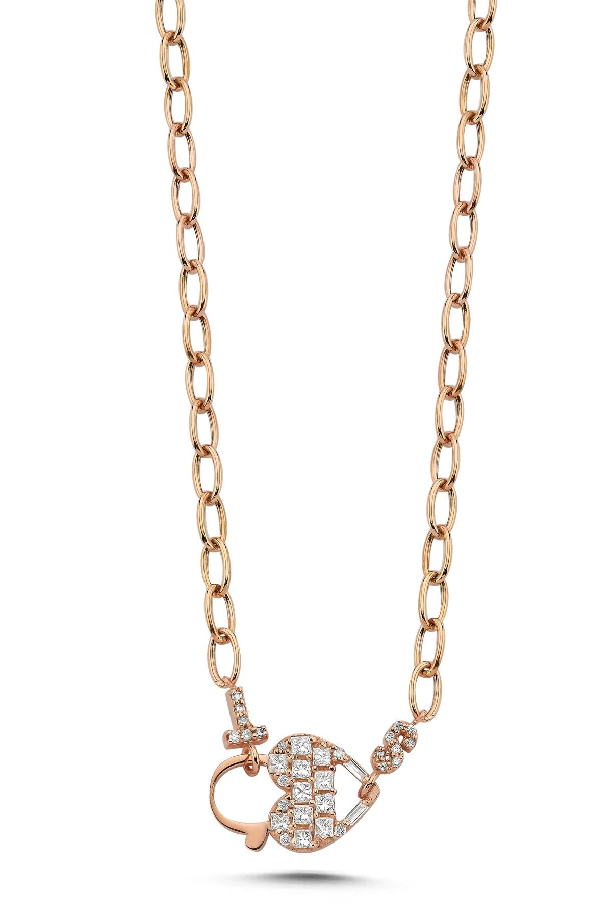 Harfli Taşlı Kalp Choker