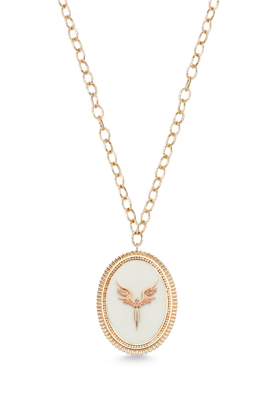 ANGEL OF SHANTI OVAL THICK CHAIN NECKLACE