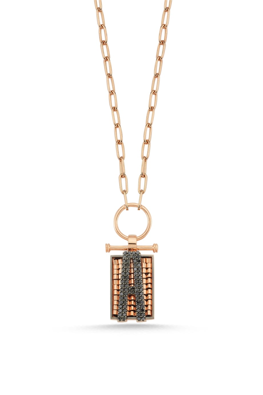 BLACK DIAMOND THICK CHAIN LETTER MIYUKI NECKLACE