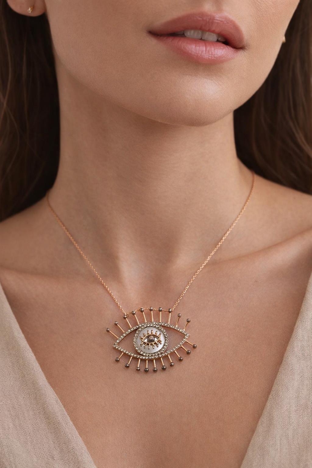 COGNAC DIAMOND MIRROR EYE NECKLACE