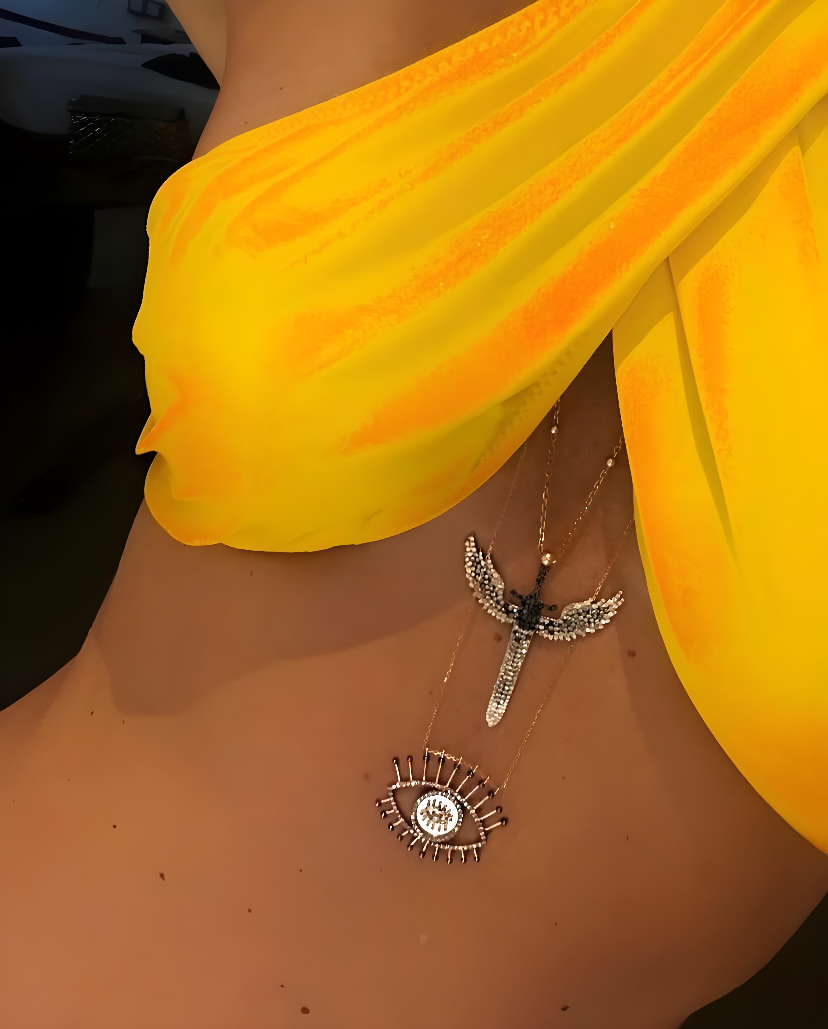 COGNAC DIAMOND MIRROR EYE NECKLACE