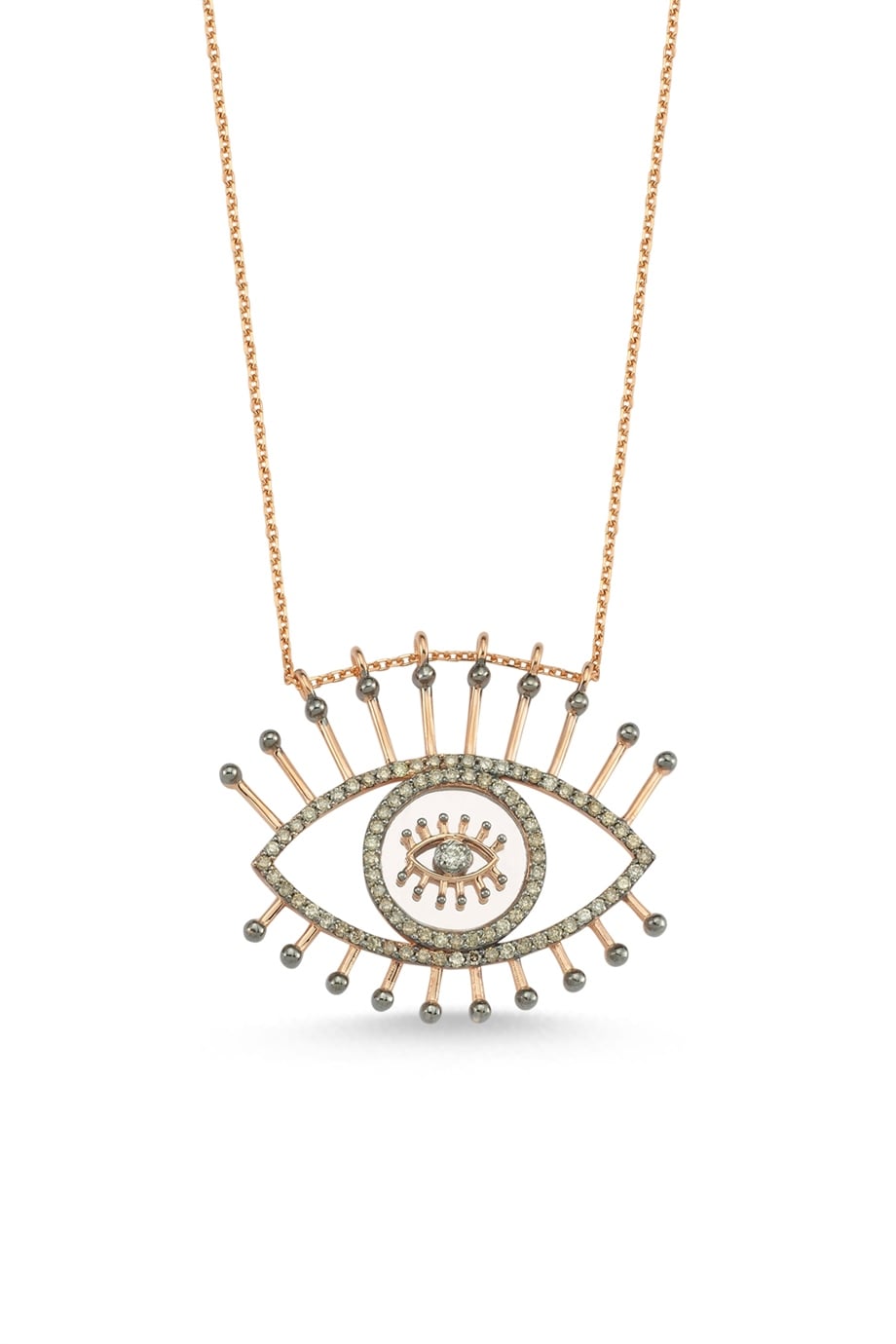 COGNAC DIAMOND MIRROR EYE NECKLACE