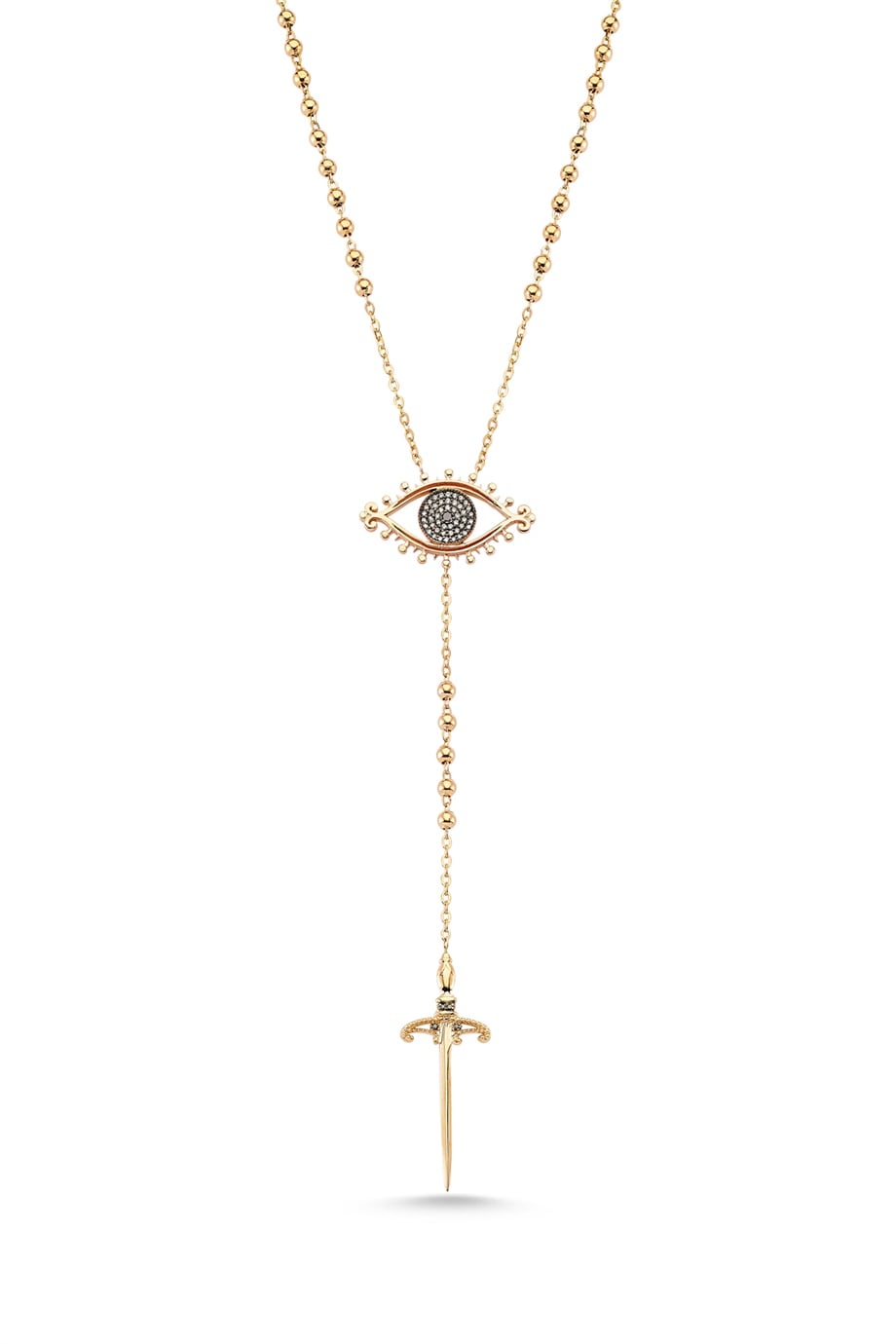 COGNAC DIAMOND SWORD EYE NECKLACE