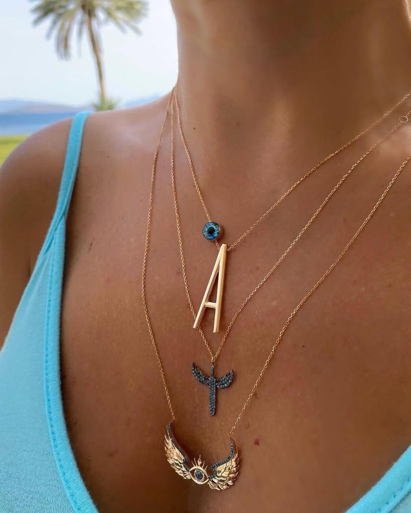 A LETTER MINI EYE NECKLACE