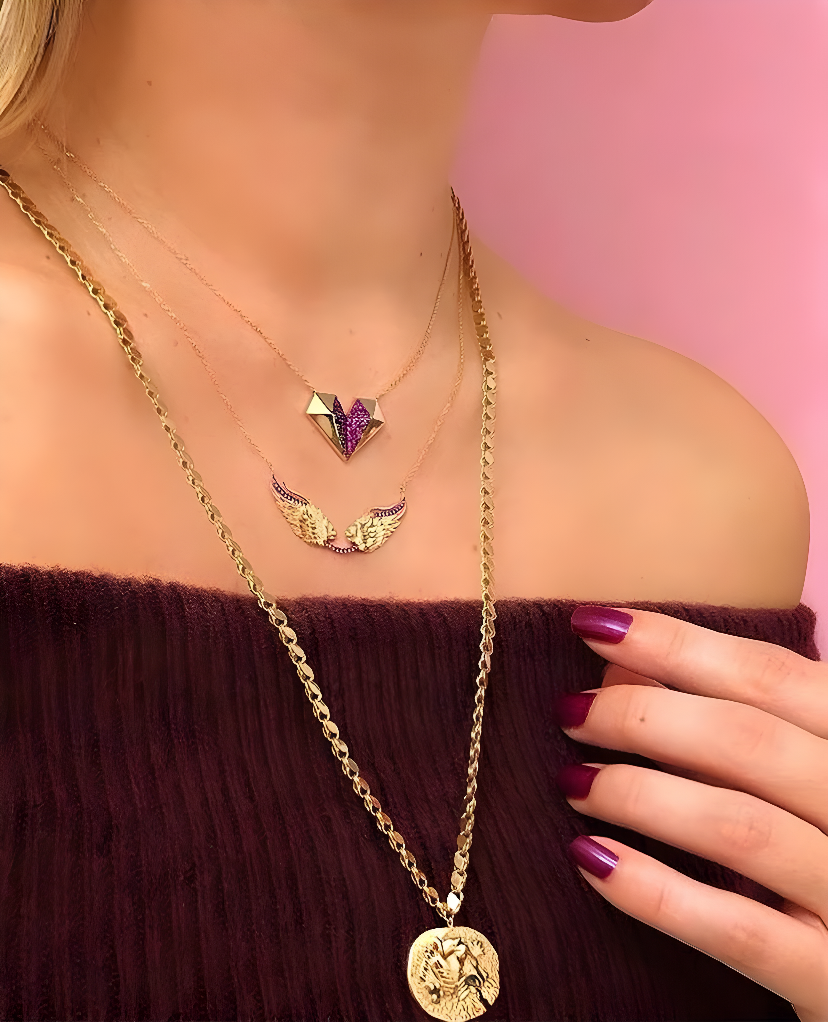 Pembe Pırlantalı Ariel Meleği Kolye