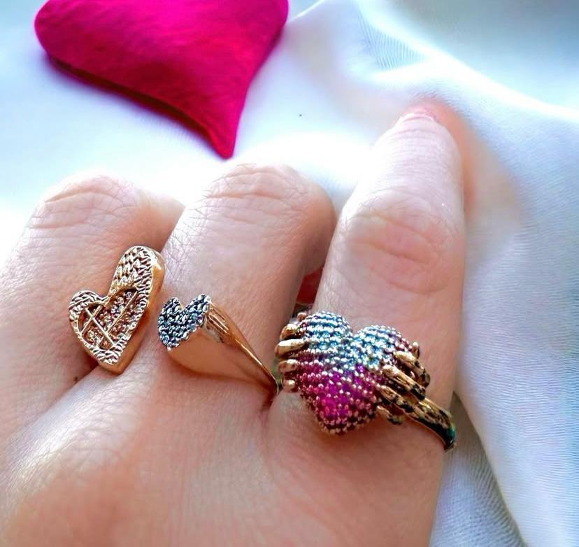 Taşlı İkili Kalp Yüzük