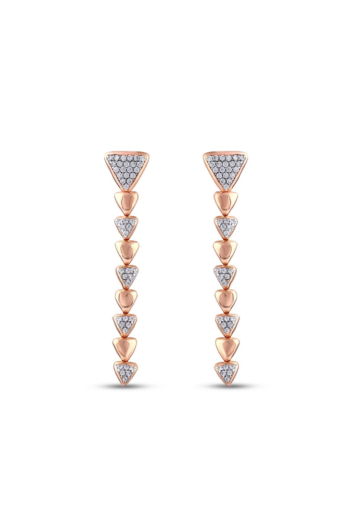 PIRLANTALI TRİPLE PATH UZUN TEK KULAK KÜPE