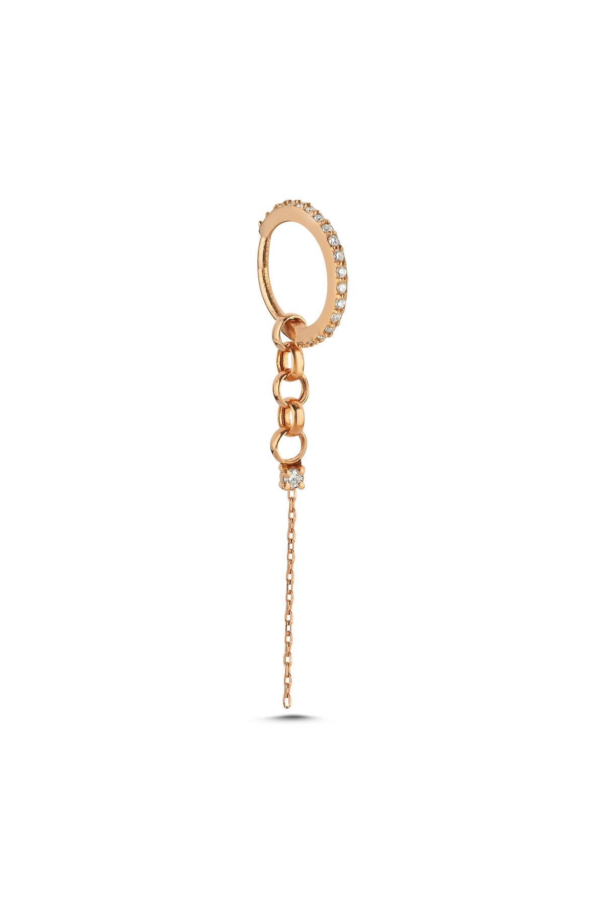 Pırlantalı Zincir Sallantılı Halka Piercing