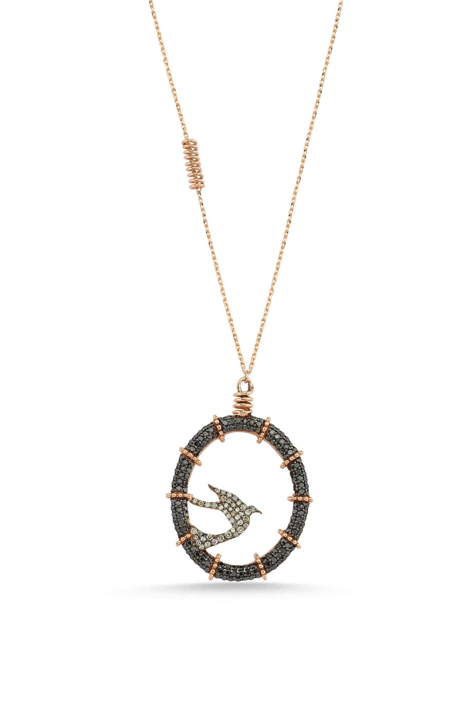 BLACK BRILLIANT HUDHUD BIRD NECKLACE