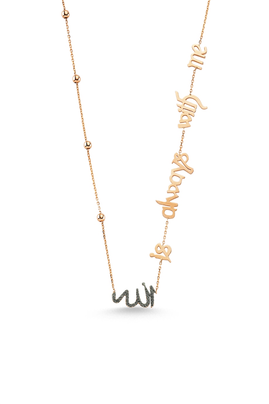 BLACK DIAMOND GOD IS ALWAYS WITH ME NECKALCE