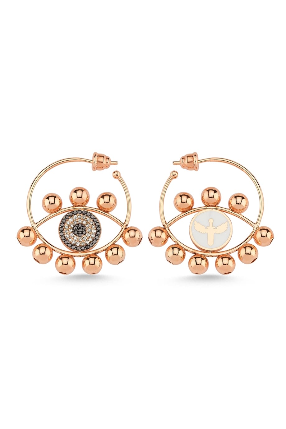 BIG ENAMELED DIAMOND HOOP EARRING