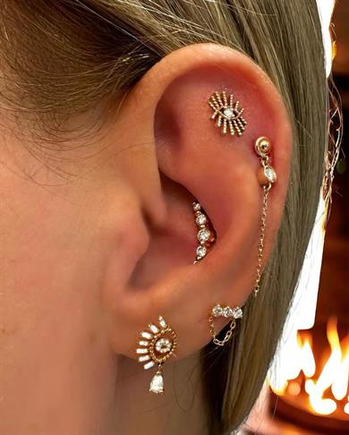 Baget Pırlantalı Sallantılı Göz Piercing