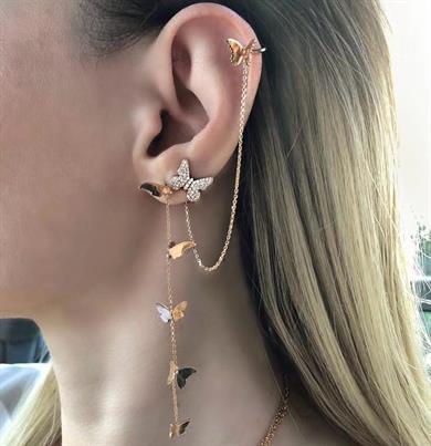 Beyaz Pırlantalı Carpe Diem Küpe Tek Kulak 