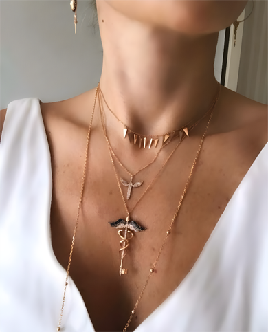 Beyaz Pırlantalı Tiny Boy Mikail Meleği Kolye