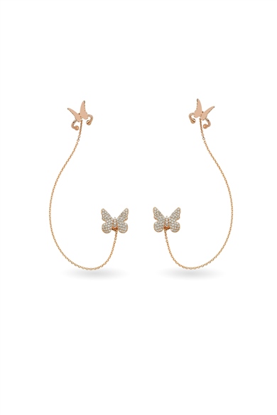 Beyaz Pırlantalı Carpe Diem Küpe Tek Kulak 