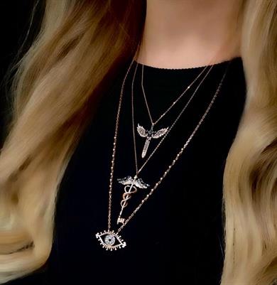 Degrade Pırlantalı A Form Orta Boy Mikail Meleği Kolye