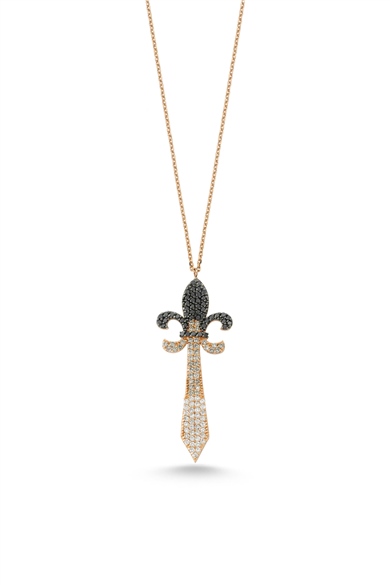 Fleur De Lis Pırlantalı Kılıç Kolye