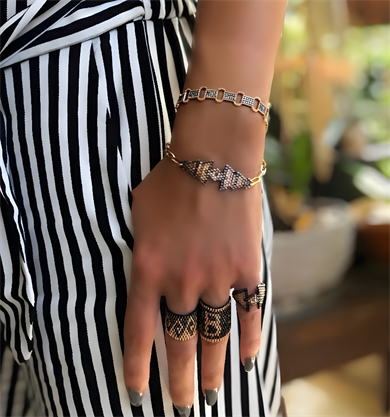 DOUBLE ARROW MIYUKI WEAVE RING