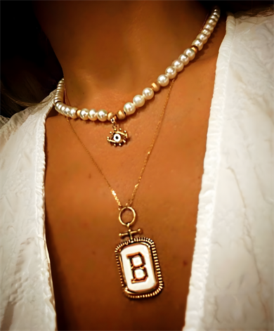 PEARL EYE CHARM NECKLACE