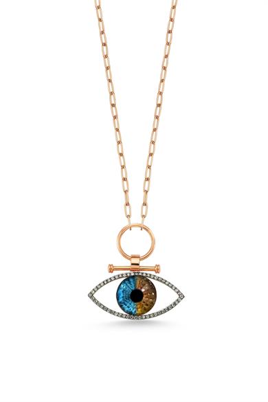 COGNAC DIAMOND THICK CHAIN EYE NECKLACE