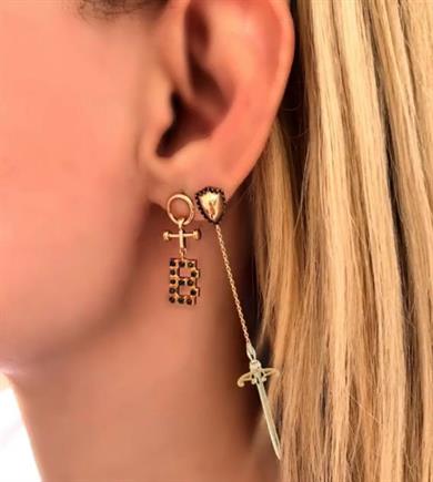 SHIELD AND SWORD GOLD EARRING