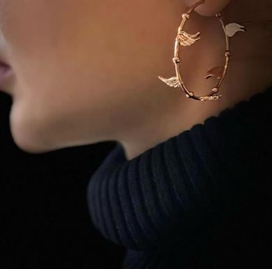 Kanat Altın Küpe Tek Kulak