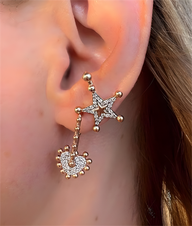 HEART DIAMOND SQUARE EARRING